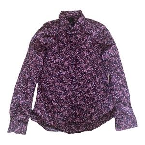 H&M Mens Button-Up Shirt Long Sleeve Size Small Multicolor Floral Cotton Blend